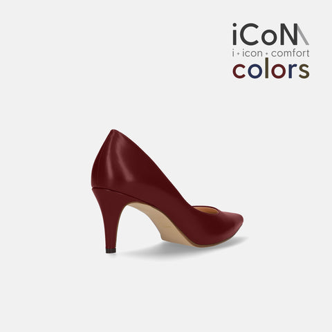 ラストワン20%OFF：iCoN COLORS：ポインテッドトゥ スムース パンプス（C76533）ワイン/mamian（マミアン）