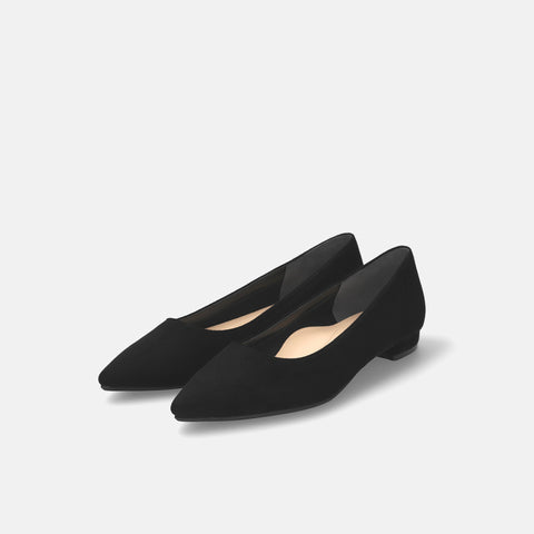 20%OFF：2025AW：iCoN COLORS：ポインテッドトゥ スエード フラットシューズ（C20142）ブラックS/mamian（マミアン）