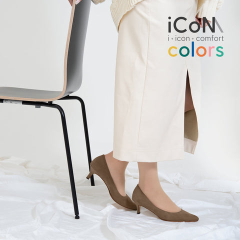 30%OFF：iCoN COLORS：ポインテッドトゥ スエード パンプス（C57172）トープS/mamian（マミアン）