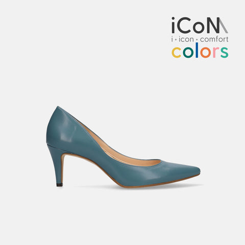 30%OFF：iCoN COLORS：ポインテッドトゥ スムース パンプス（C76533）アッシュブルー/mamian（マミアン）