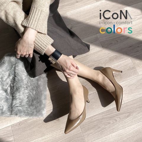 30%OFF：iCoN COLORS：ポインテッドトゥ スムース パンプス（C76533）ダークグレージュ/mamian（マミアン）