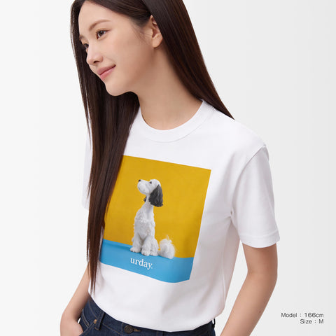 予約：urday【Animal／White Dog／YB】フォトTシャツ（4406976）ホワイト/urday（マミアン）