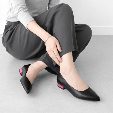 予約：2026SS：アクセントヒール フラットシューズ（4797）ブラック