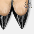 ラストワンiCoN COLORS：ポインテッドトゥ クロコ型押し パンプス（C76534）ブラックCR/mamian（マミアン）