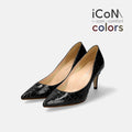 ラストワンiCoN COLORS：ポインテッドトゥ クロコ型押し パンプス（C76534）ブラックCR/mamian（マミアン）