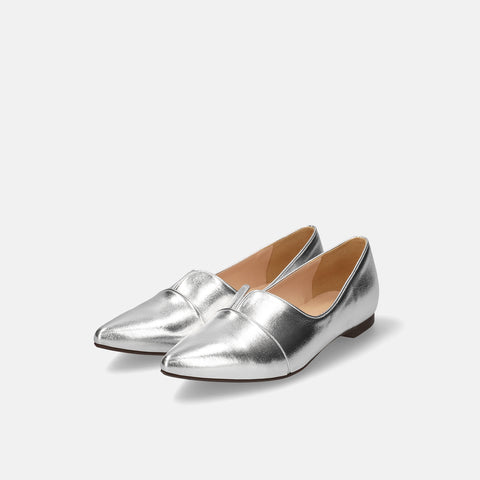 10% OFF: 2024SSBI: Pointed toe flat dress shoes (154) Silver