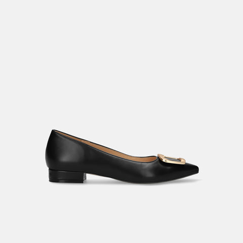 10% OFF: 2024SS: Pointed toe buckle flat shoes (4785) Black