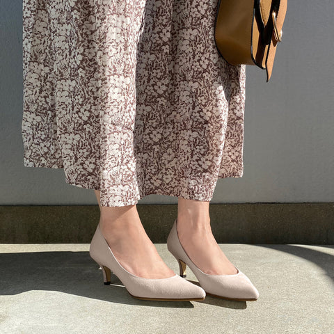 iCoN COLORS：ポインテッドトゥ リネン パンプス（C57175）グレージュL/mamian（マミアン）