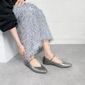 40%OFF：甲ストラップ付き Vカットフラットシューズ（m18013）クラックシルバー/mamian（マミアン）