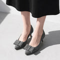 予約：2026AW：スクエアリボン パンプス（m45010）ブラックツイード/mamian（マミアン）