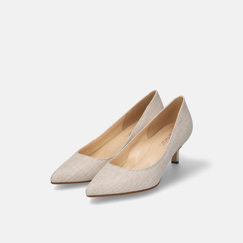 15% OFF: iCoN COLORS: Pointed Toe Linen Pumps (C57175) Kinari L