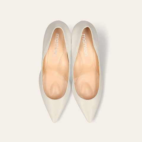 ラストワン50%OFF：iCoN COLORS：ポインテッドトゥ スムース パンプス（C76533）アイボリー/mamian（マミアン）