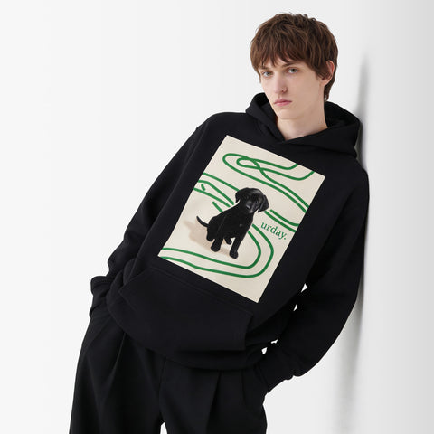 予約：urday【dog】アートワークスウェットプルパーカ（u-a-spk-0001-08）ブラック