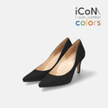 予約：2025SS：iCoN COLORS：ポインテッドトゥ リネン パンプス（C76535）ブラックL/mamian（マミアン）