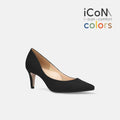 予約：2025SS：iCoN COLORS：ポインテッドトゥ リネン パンプス（C76535）ブラックL/mamian（マミアン）