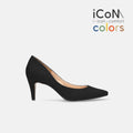 予約：2025SS：iCoN COLORS：ポインテッドトゥ リネン パンプス（C76535）ブラックL/mamian（マミアン）