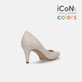 予約：2025SS：iCoN COLORS：ポインテッドトゥ リネン パンプス（C76535）キナリL/mamian（マミアン）