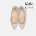 予約：2025SS：iCoN COLORS：ポインテッドトゥ リネン パンプス（C76535）キナリL/mamian（マミアン）