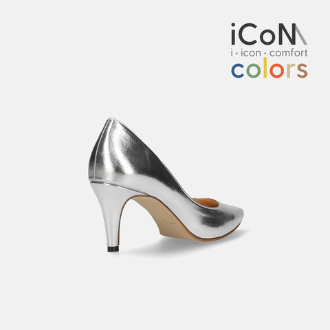 15%OFF：2025SS：iCoN COLORS：ポインテッドトゥ スムース パンプス（C76533）シルバー/mamian（マミアン）