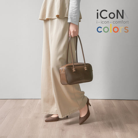 15%OFF：2025SS：iCoN COLORS：ポインテッドトゥ リネン パンプス（C76535）ブラウンL/mamian（マミアン）