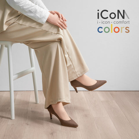 15%OFF：2025SS：iCoN COLORS：ポインテッドトゥ リネン パンプス（C76535）ブラウンL/mamian（マミアン）