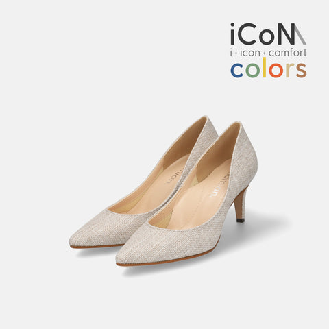 15%OFF：2025SS：iCoN COLORS：ポインテッドトゥ リネン パンプス（C76535）キナリL/mamian（マミアン）