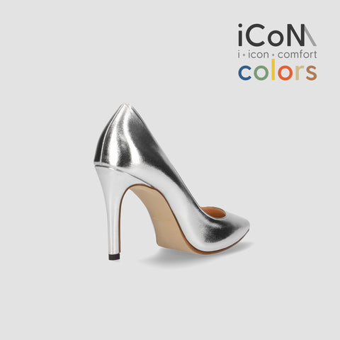 15%OFF：2025SS：iCoN COLORS：ポインテッドトゥ スムース パンプス（C9043）シルバー/mamian（マミアン）