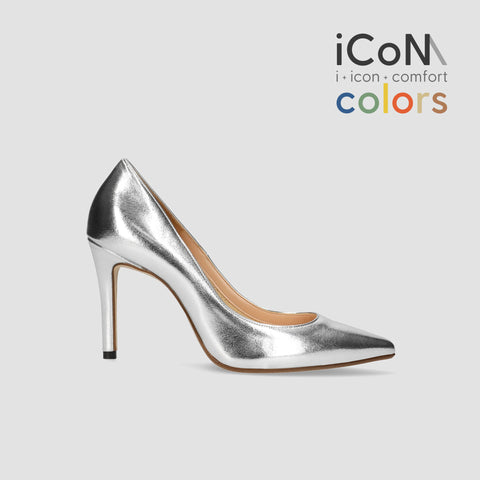 15%OFF：2025SS：iCoN COLORS：ポインテッドトゥ スムース パンプス（C9043）シルバー/mamian（マミアン）